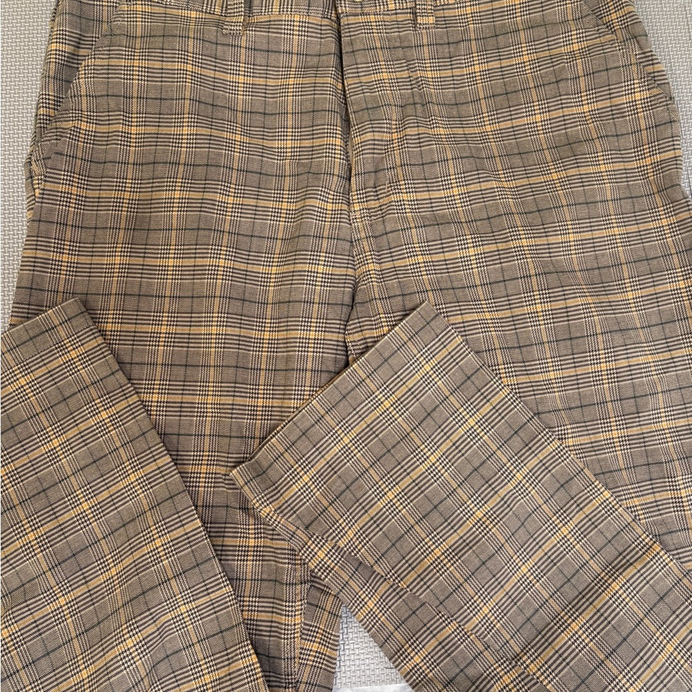 Brixton Men's Plaid Chinos - Brown and Yellow